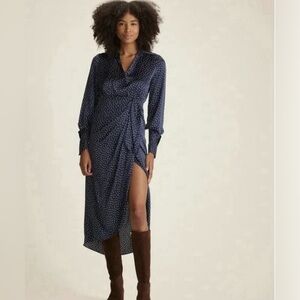 Wyeth Amy Dress Navy Polka Dot L